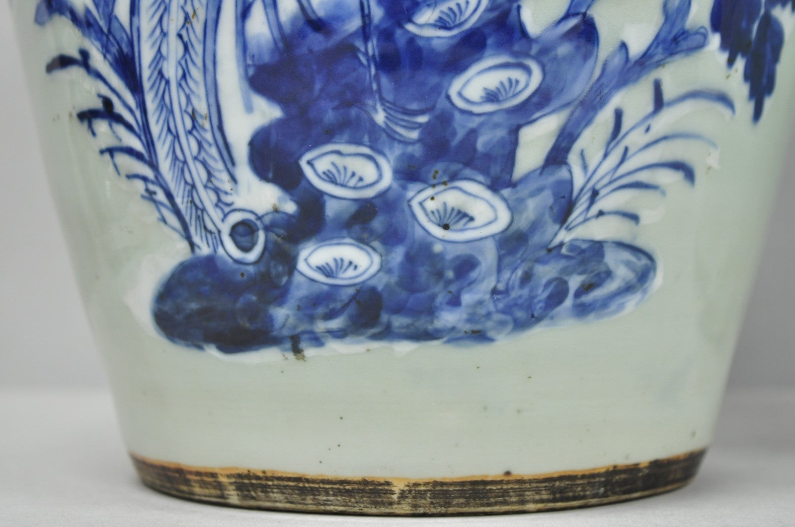 Antique Chinese Phoenix Bird Celadon Green Porcelain Covered Ginger Jar - Pair