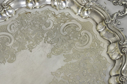 Antique Gorham English Victorian Silver Plated Scalloped Serving Platter Tray
