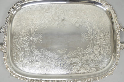 Antique E.G. Webster & Son Victorian Silver Plated Floral Repousse Serving Tray