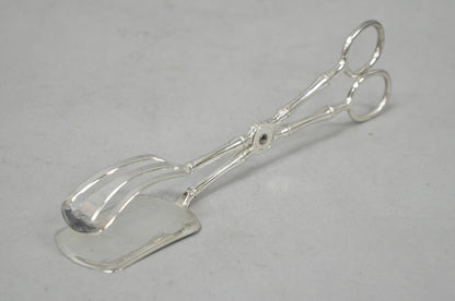 Vintage Silver Plated Faux Bamboo Scissor Style Pastry Cake Serving Tongs