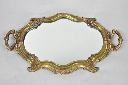 Vintage French Art Nouveau Style Bronze Vanity Mirror Powder Room Perfume Tray
