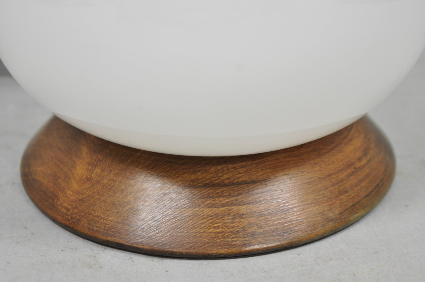 Mid Century Modern Azucena Style Small White Glass Egg Shade Walnut Table Lamp