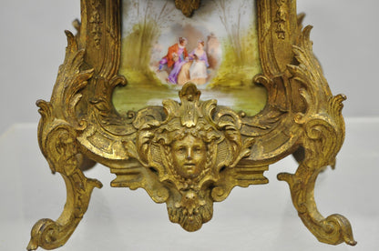 S. Marti Medaille de Bronze Gold French Victorian Porcelain Figural Shelf Clock
