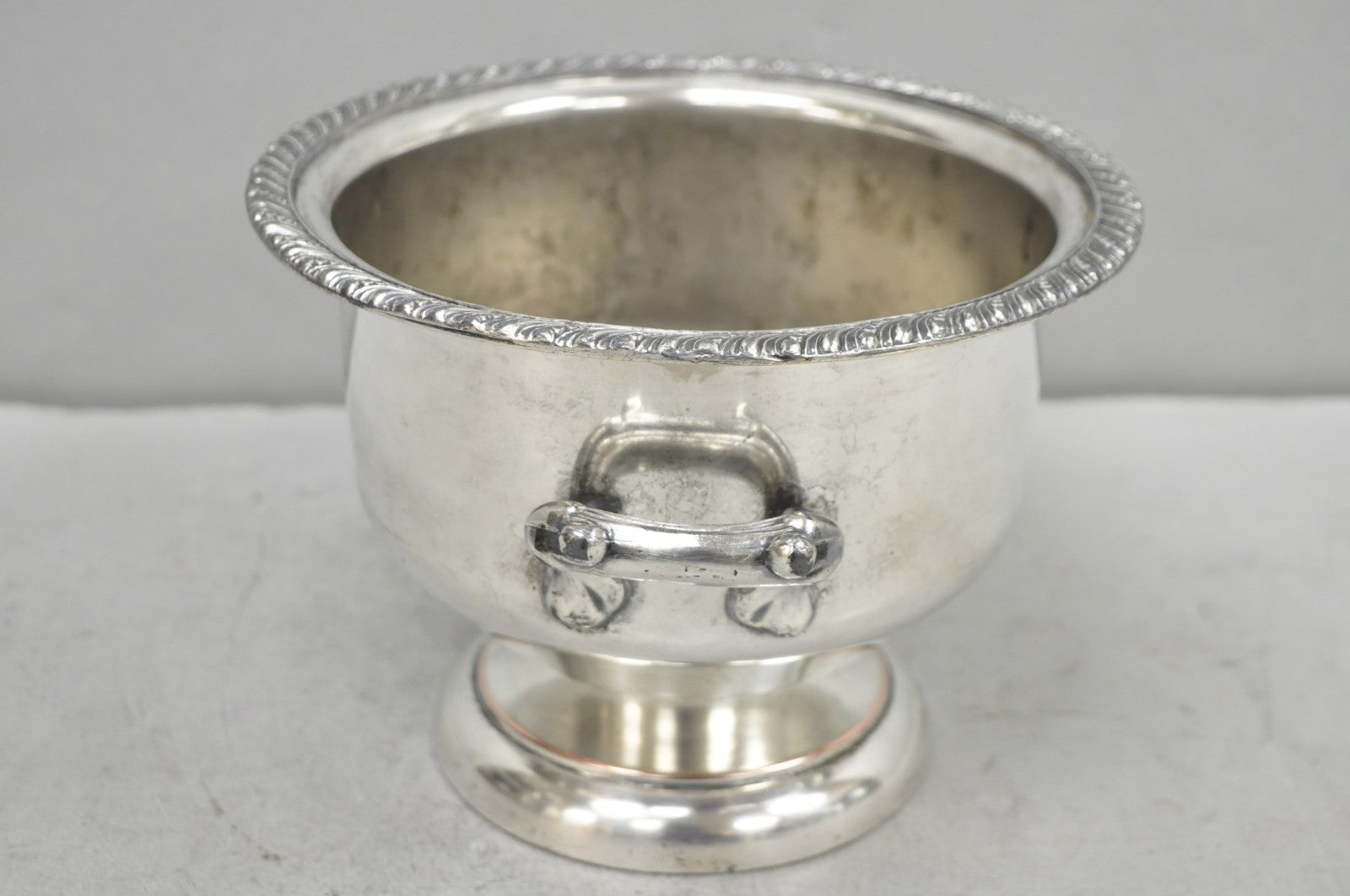 Vintage English Regency Style Silver Plated Low Champagne Chiller Ice Bucket