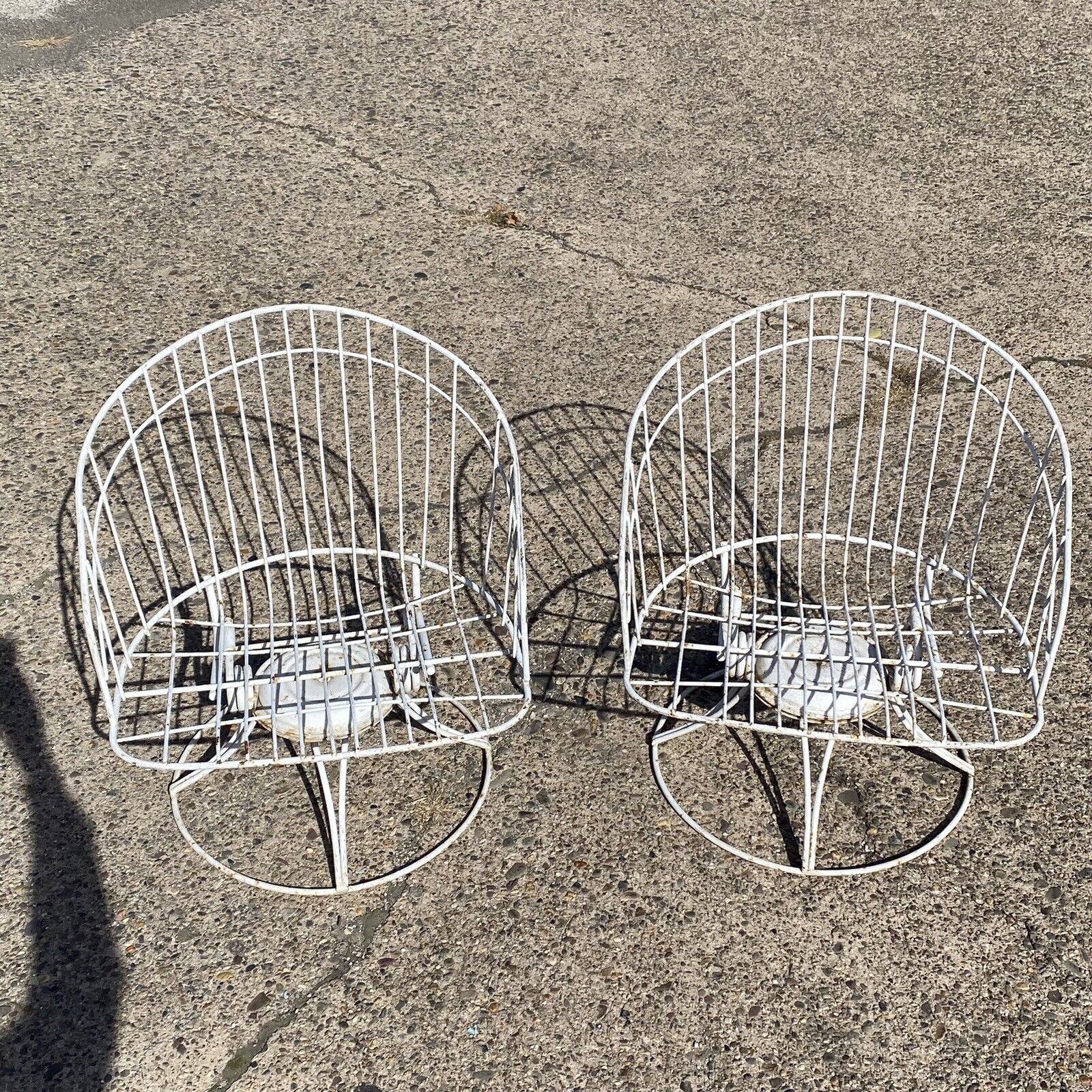 Vintage Homecrest Bottemiller Mid Century Modern Metal Swivel Club Chairs - Pair