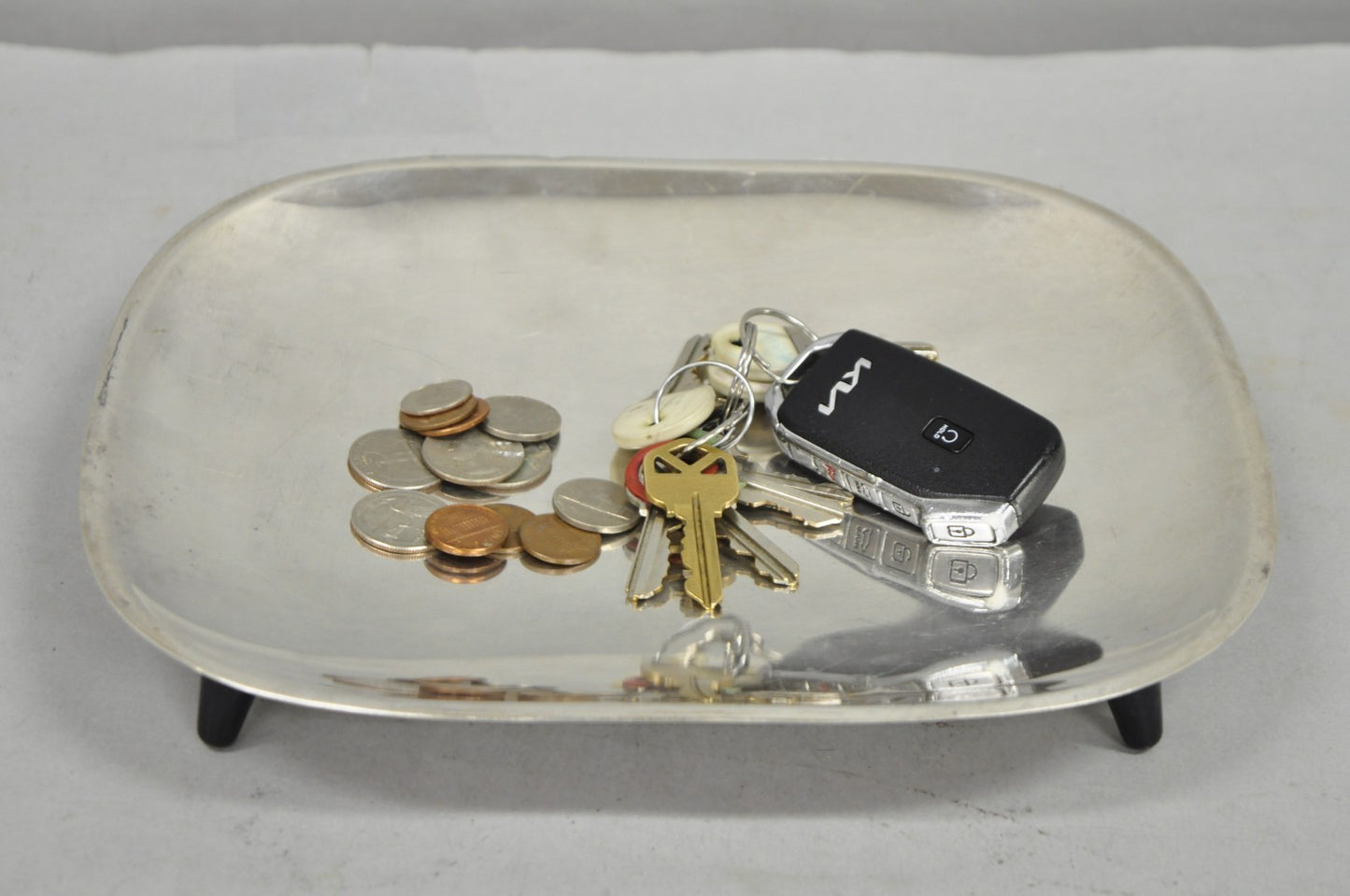 Vintage Mid Century Modern FB Rogers 5812 Silver Plated Footed Trinket Dish