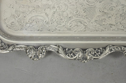 Vintage Old English Poole Silver Plated Footed Narrow Serving Platter Bar Tray