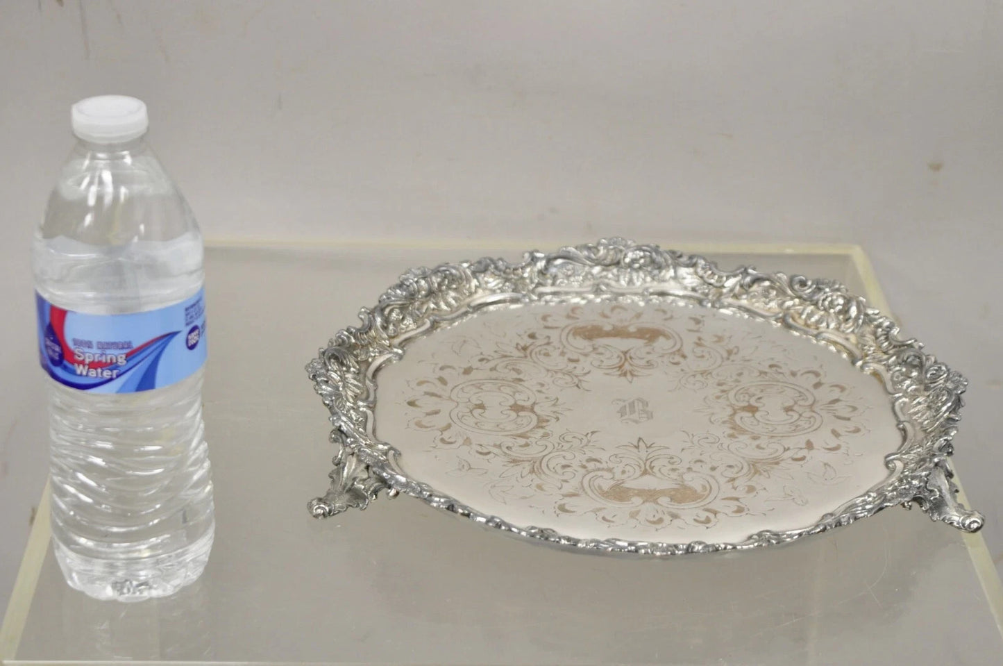 Antique Victorian Silver Plated 12" Round Award Platter Tray to Francis Biddle