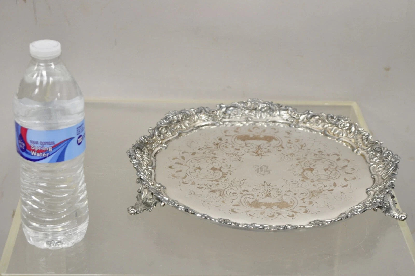 Antique Victorian Silver Plated 12" Round Award Platter Tray to Francis Biddle