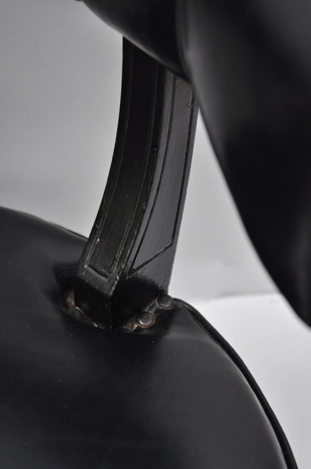 Vintage Mid Century Modern Low Black Barrel Back Lounge Club Chairs - a Pair