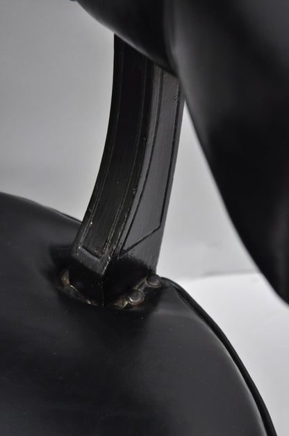 Vintage Mid Century Modern Low Black Barrel Back Lounge Club Chairs - a Pair