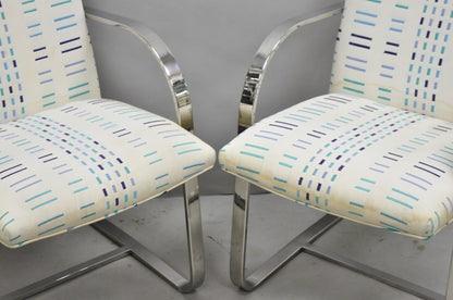 Vintage Mid Century Modern Brno Style Chrome Cantilever Baughman Arm Chair Pair