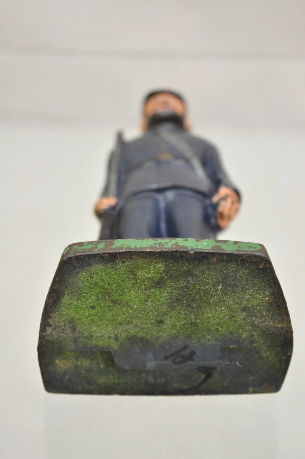 Antique Victorian Cast Iron Figural Painted Military War Soldier Door Stop A