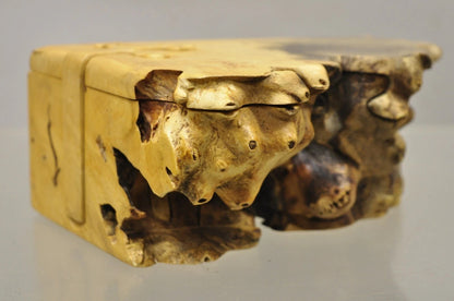 Richard Rothbard Mid Century Modern Burl Wood Live Edge Puzzle Jewelry Box