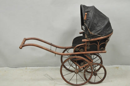 Antique Victorian Bentwood Small Child Size Decorative Baby Buggy Carriage