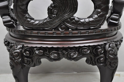 Antique Japanese Dragon Carved Wood Export Oriental Palace Lounge Arm Chair