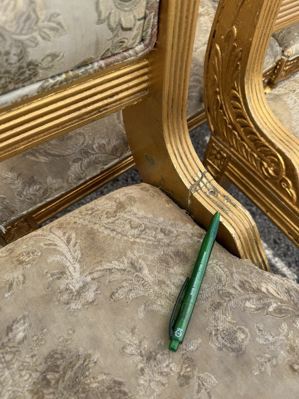 Neoclassical Regency Style Gold Carved Wood Dining Room Chairs - Set of 10