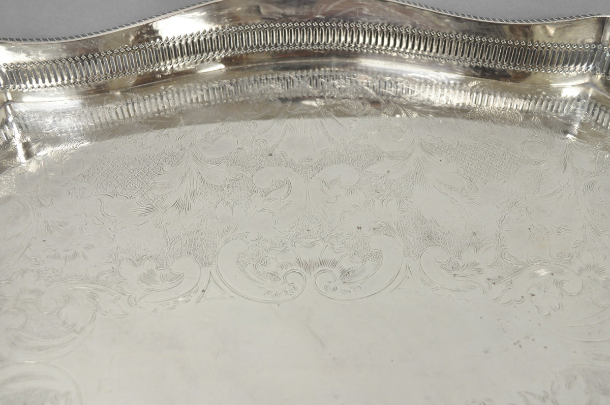 Vintage William Adams Sheffield England Edwardian Silver Plated Scalloped Tray