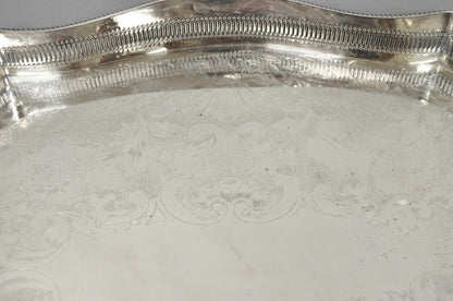 Vintage William Adams Sheffield England Edwardian Silver Plated Scalloped Tray