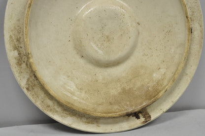 Antique American Primitive Salt Glazed Ceramic 15 Gallon Crock Pot Lid Cover