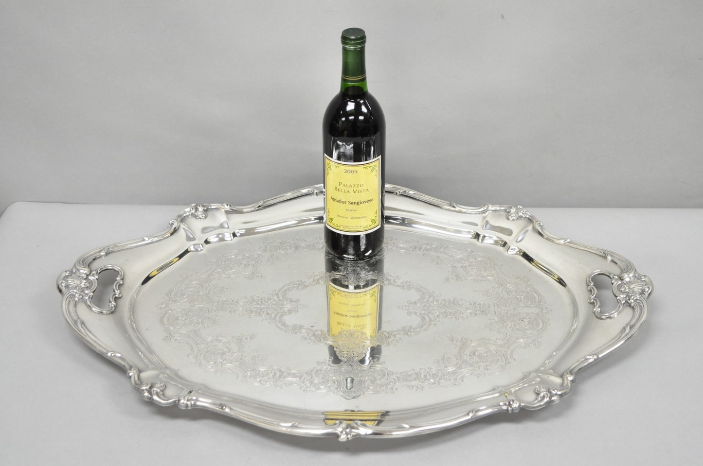 Antique Gorham Silver Plated Victorian Oval Butlers Serving Platter Bar Tray