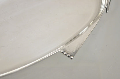 Vintage Mid Century Danish Modern Silver Plated Leaf Form Beaded Platter Tray