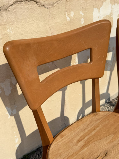 Vintage Heywood Wakefield MCM Dog Bone Maple Dining Room Chairs - Set of 4