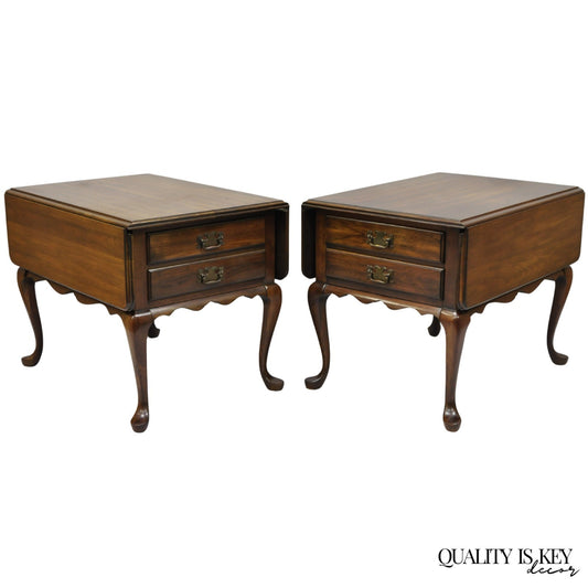 Vintage Pennsylvania House Cherry Wood Drop Leaf Pembroke End Tables - a Pair