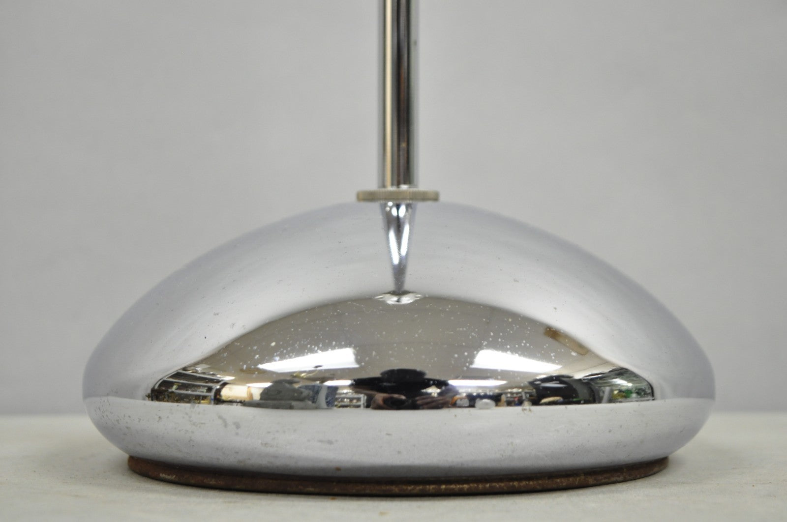 Vintage Mid Century Modern Chrome Modernist Table Lamp w/ Sculpted Base