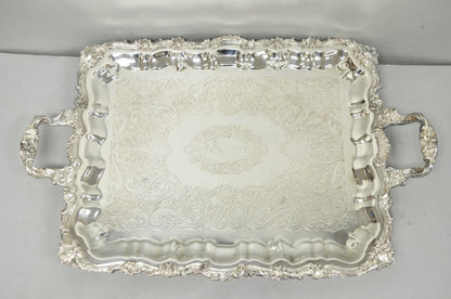 Vintage Sheridan English Victorian Silver Plated Footed Serving Platter Bar Tray