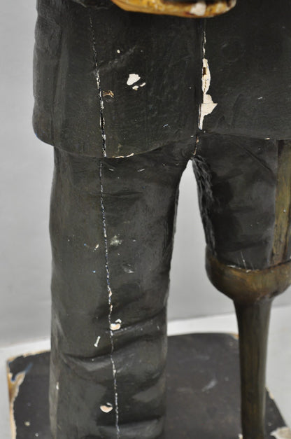 54" Tall Maritime Nautical Wood Peg Leg Seaman Bank Figure "Please Give a Penny"