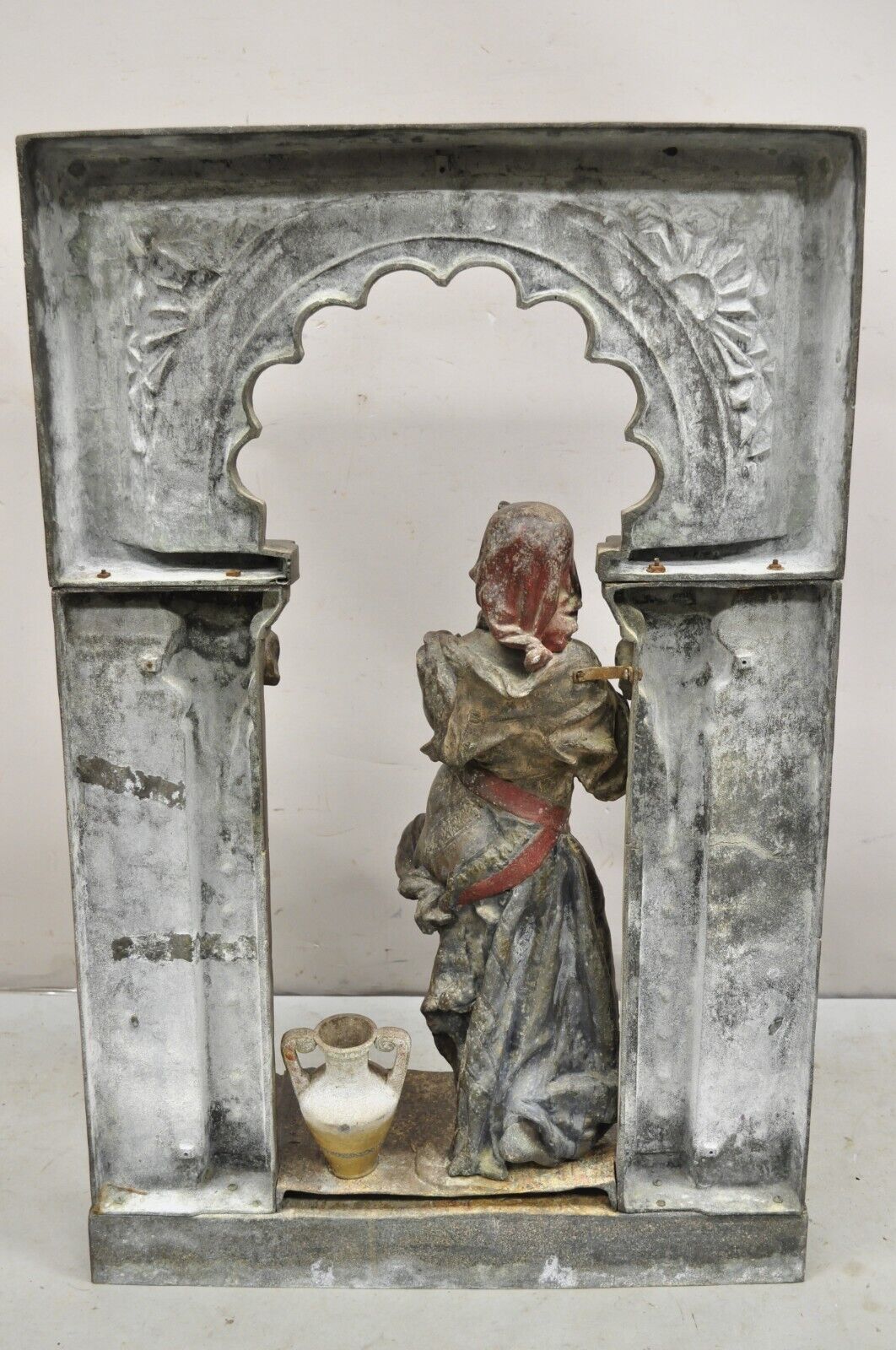 French Renaissance "Rebecca at the Wall" Spelter Metal Large Statue Sculpture