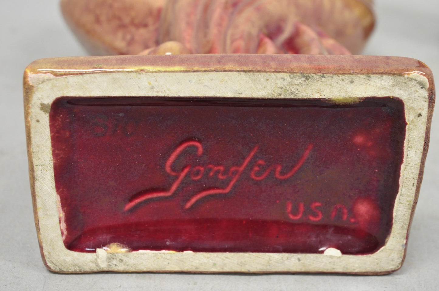 Mid Century Modern Gonder Ceramic Pottery 810 Red Flambe Flame Sculptural Vase