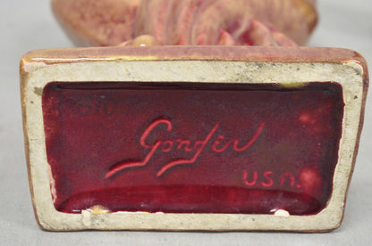 Mid Century Modern Gonder Ceramic Pottery 810 Red Flambe Flame Sculptural Vase