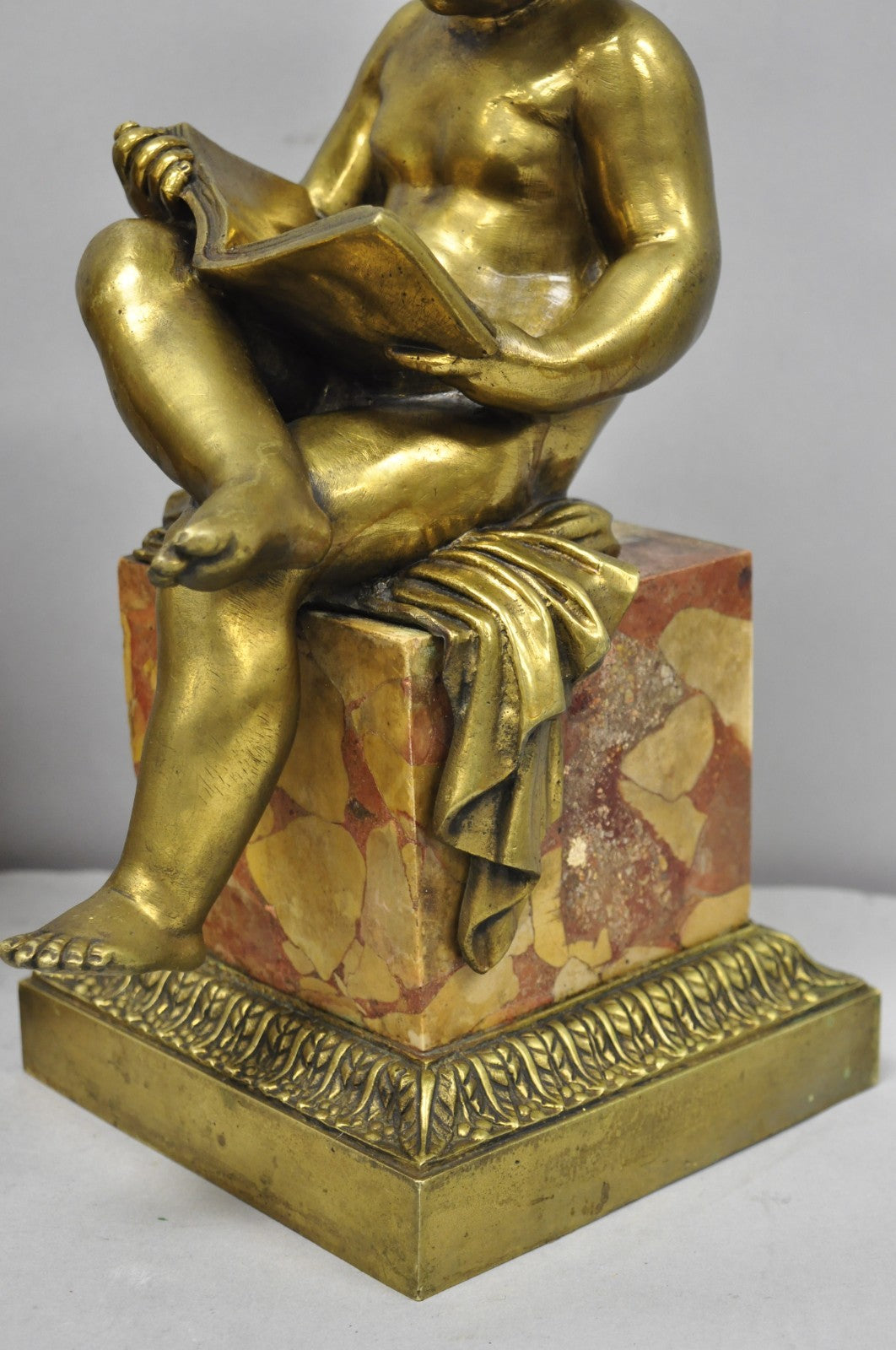 Antique French Louis XV Bronze Putti Children "Arts & Literature" Figures - Pair