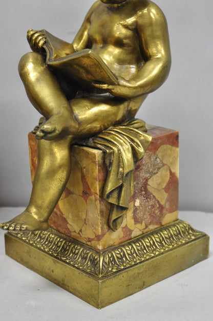 Antique French Louis XV Bronze Putti Children "Arts & Literature" Figures - Pair