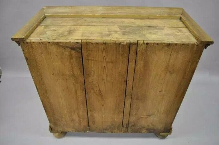 Antique Country French Neoclassical Putti Painted Pine Cupboard Cabinet Hutch