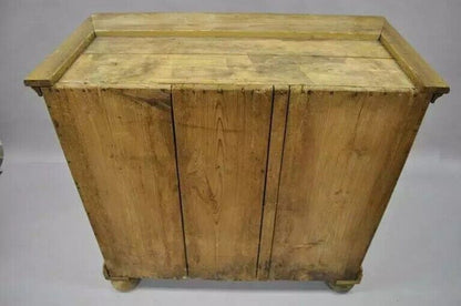 Antique Country French Neoclassical Putti Painted Pine Cupboard Cabinet Hutch