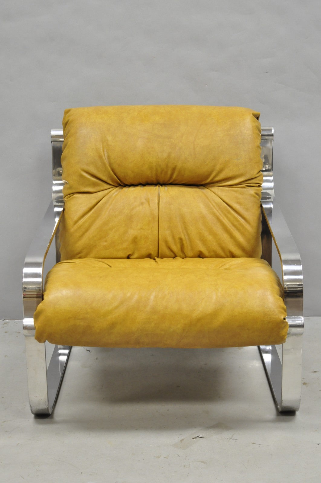 Mid Century Modern Chrome Milo Baughman Style Club Lounge Chair by AGI Ind.
