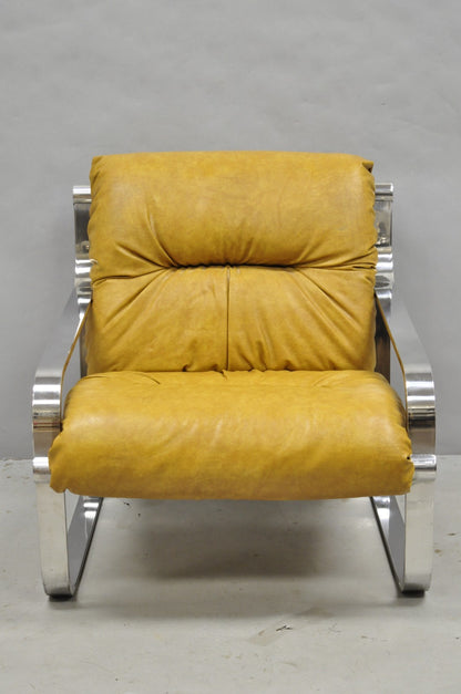 Mid Century Modern Chrome Milo Baughman Style Club Lounge Chair by AGI Ind.