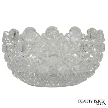 Antique Brilliant Cut Glass Victorian Saw Tooth Heavy 10" Candy Fruit Bowl