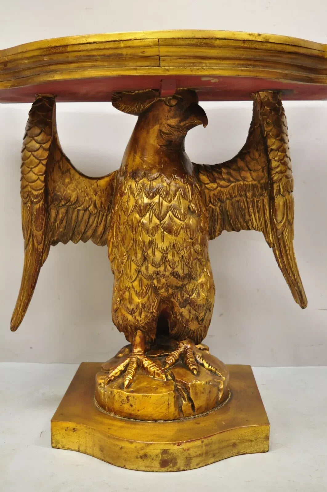 Vintage Neoclassical Style Gold Carved Wood American Eagle Console Hall Table