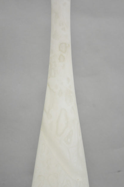 Vintage Italian Mid Century Modern 2 Tone Alabaster Green White Table Lamp Pair