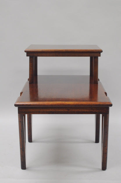 Mid Century Modern V-Leg T.H. Robsjohn Gibbings Style Mahogany Step Side Table