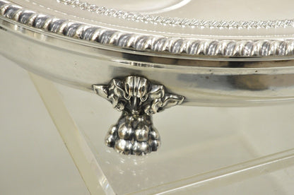 Antique English Victorian Silver Plated Paw Foot Meat Cutlery Chaffing Dish Tray