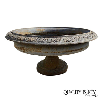 Cast Iron Low and Wide 34" Round French Style Outdoor Garden Planter