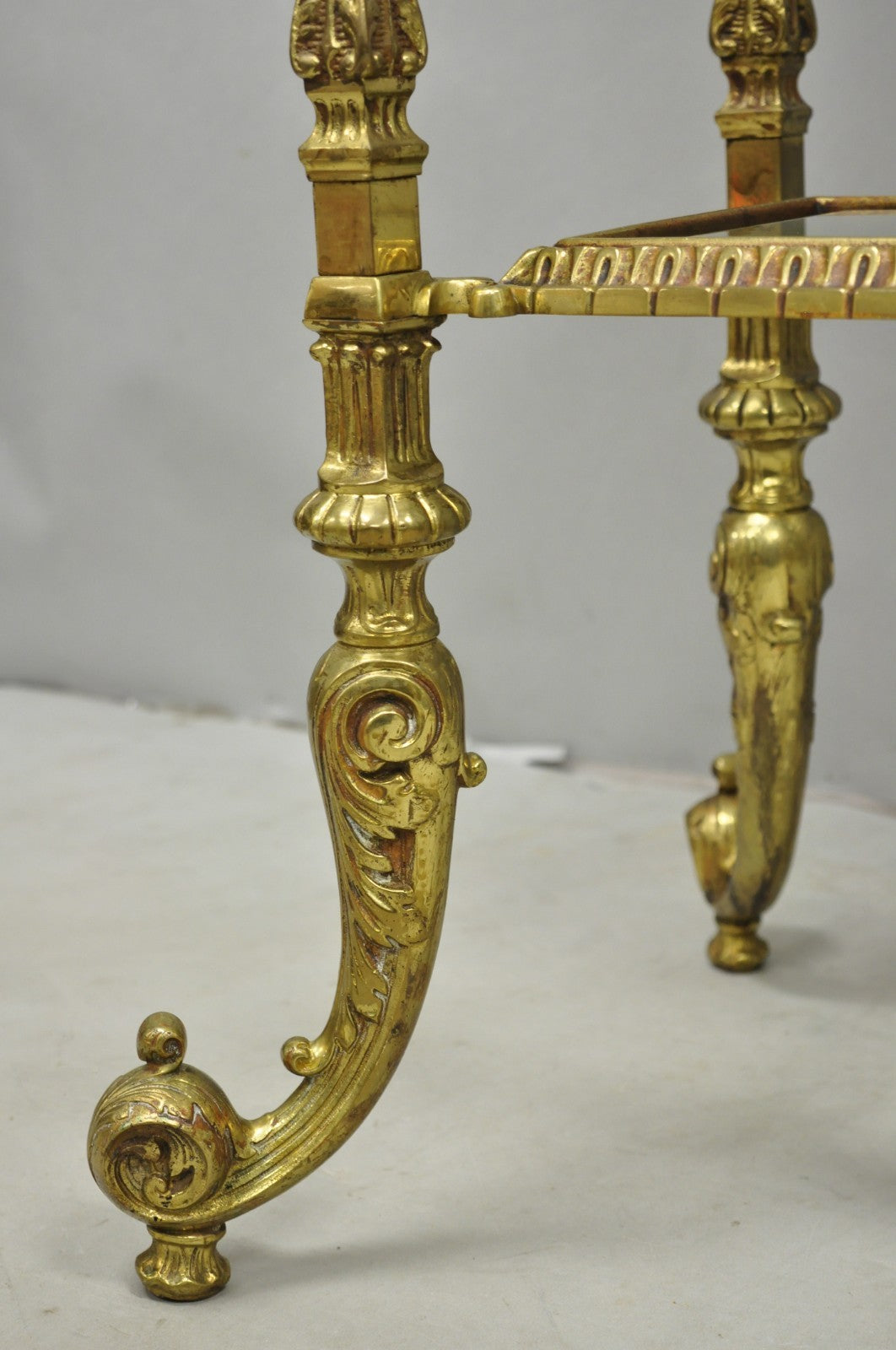 Antique Victorian Brass & Onyx Ornate Tiered Etagere Curio Display Stand Shelf