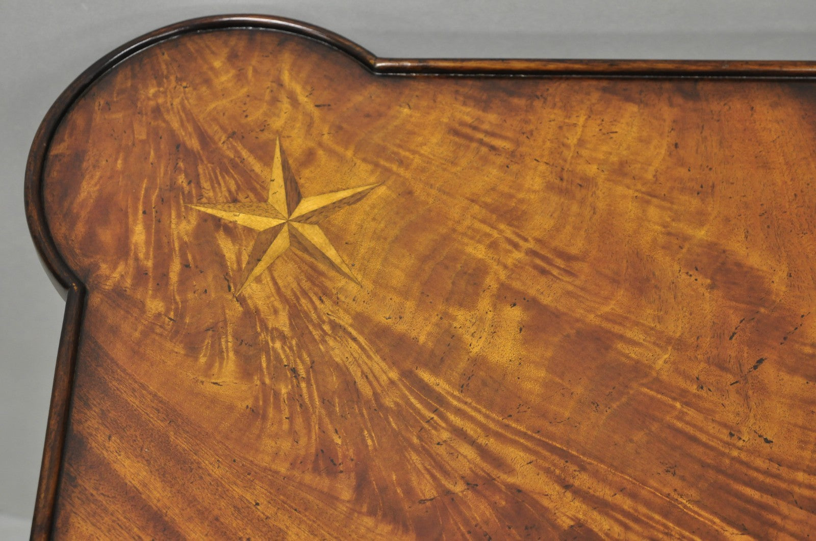 Contemporary Italian Regency Style Star Inlay Cabriole Leg Burl Wood Game Table