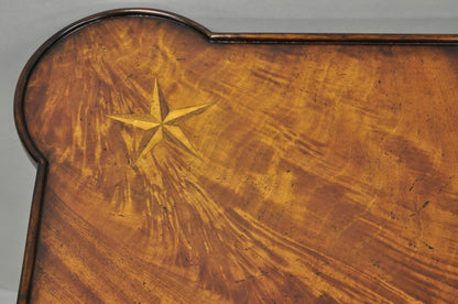 Contemporary Italian Regency Style Star Inlay Cabriole Leg Burl Wood Game Table