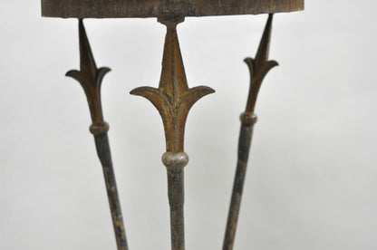 Antique Italian Neoclassical Wrought Iron Arrow Pedestal Tazza Plant Stand